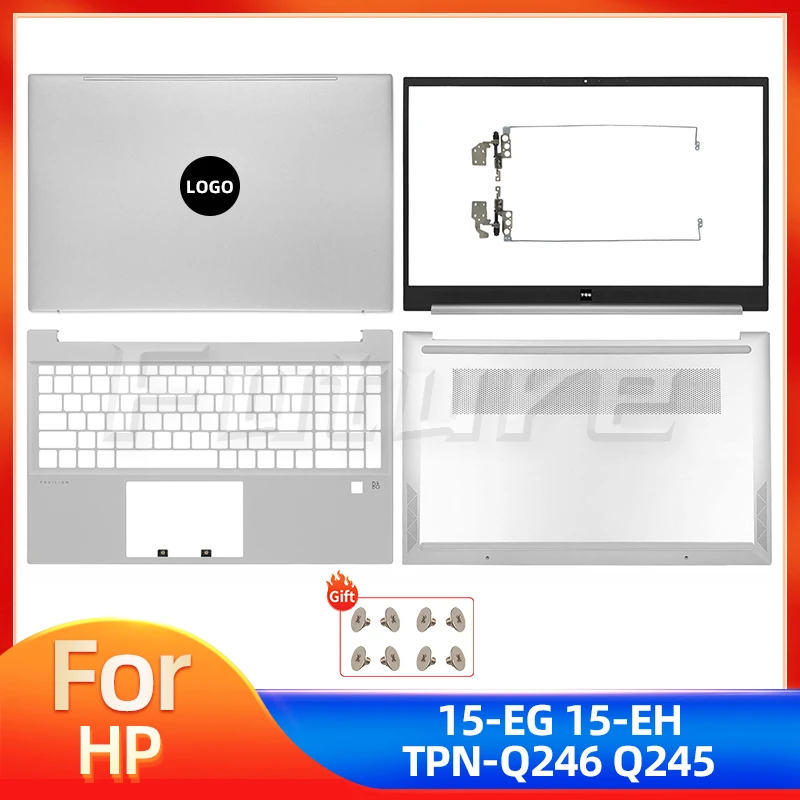Новая искусственная кожа для HP Pavilion 15 15-EG 15-EH 15Z-EH чехол/Q246, задняя крышка ЖК-дисплея, передняя панель, Упор для рук, задние петли, серебристые