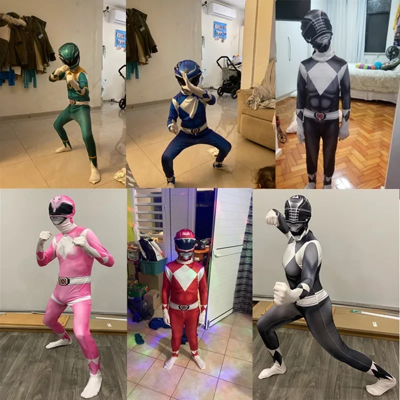 Фото Power Samurai Shinkenger Rangers disfraz de superhéroe para niños, Косплей, фиеста де cumpleaños de Halloween, Zentai traje, Mon №5