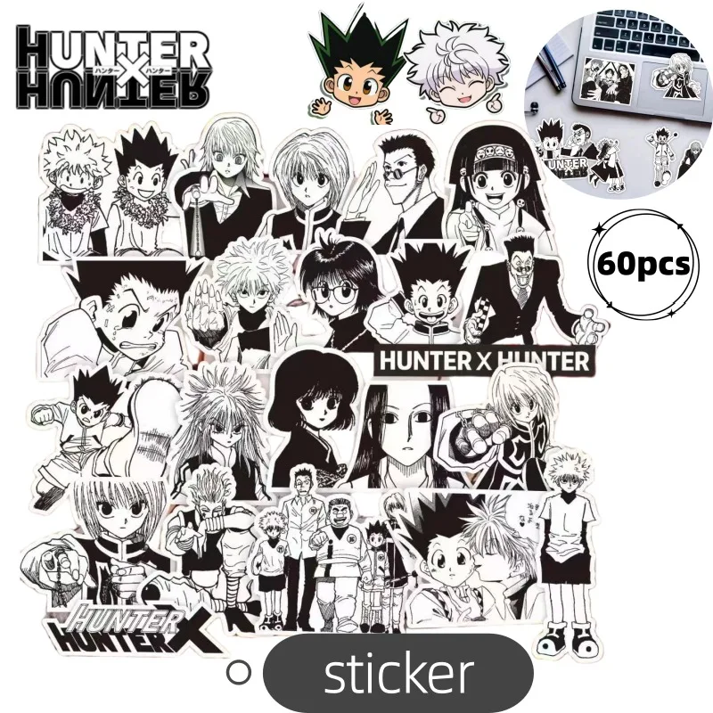 Hunter Hunter Gon Freecss Hisoka Killua Zoldyck мультфильм милые черно-белые наклейки для украшения дневника манга водонепроницаемые наклейки