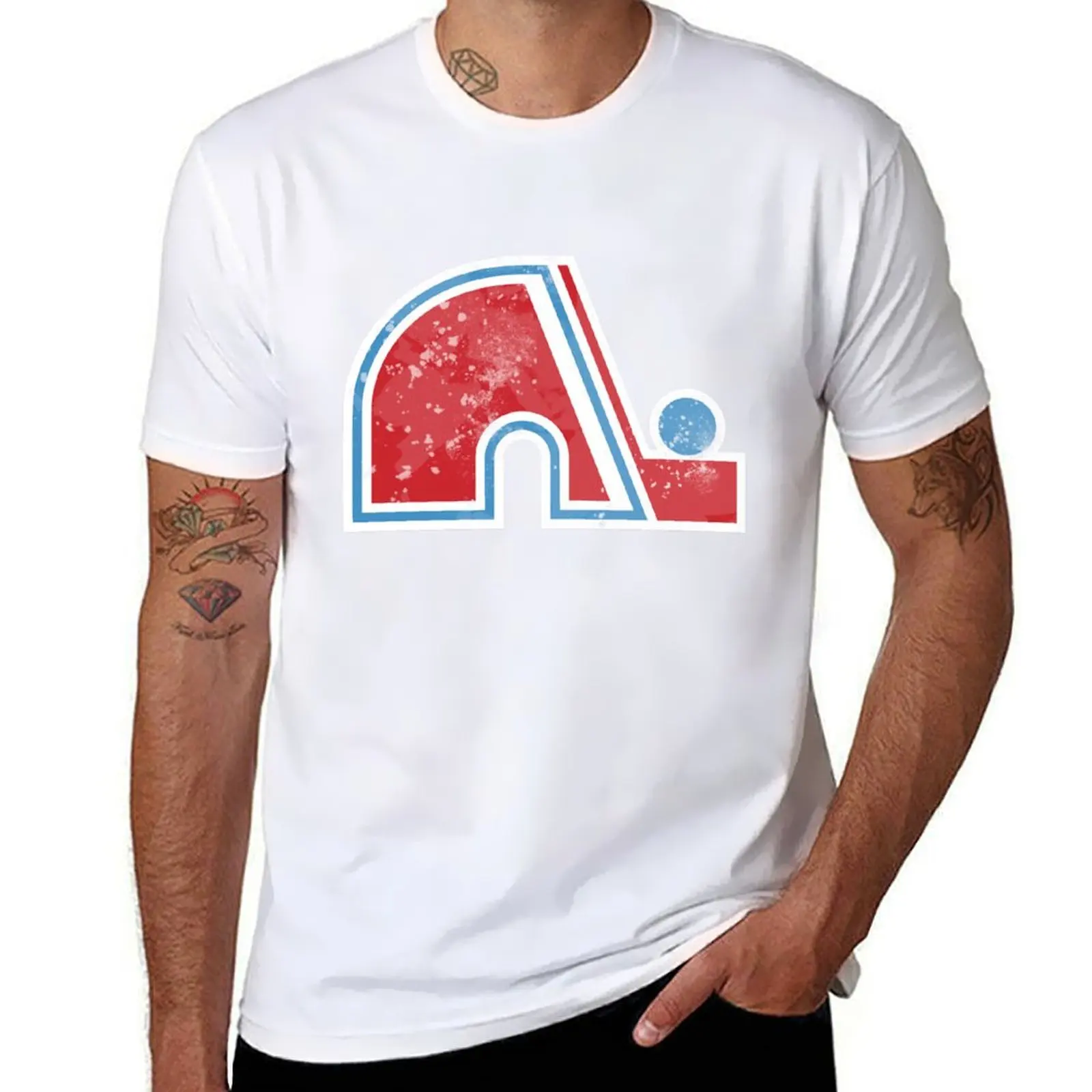 Quebec Nordiques Worn Logo - футболка Old Time Hockey Teams, футболки с аниме для мужчин, футболки для мужчин, хлопковая футболка
