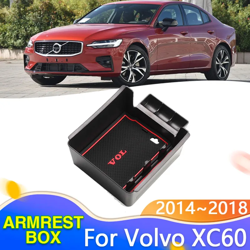 Ящики для хранения для Volvo XC60 S60 S60L V60 2014 ~ 2018 2015 2016 2017, центральный подлокотник, органайзер, очки для телефона, французские автомобильные аксес...