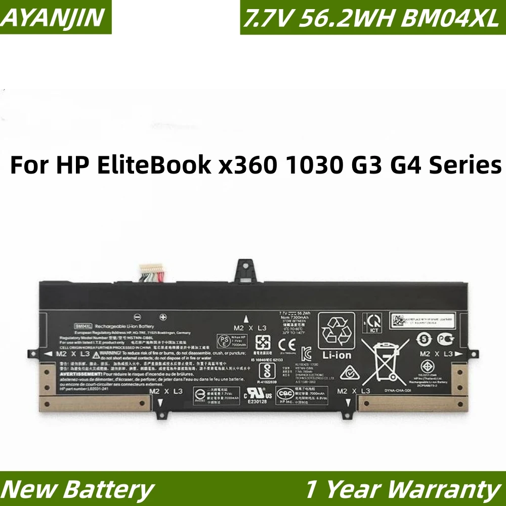 BM04XL Аккумулятор для ноутбука 56,2 Втч для HP EliteBook x360 1030 G3 G4 серии HSTNN-DB8L HSTNN-UB7L L02031-541 L02478-855 7,7 В 56,2 Втч