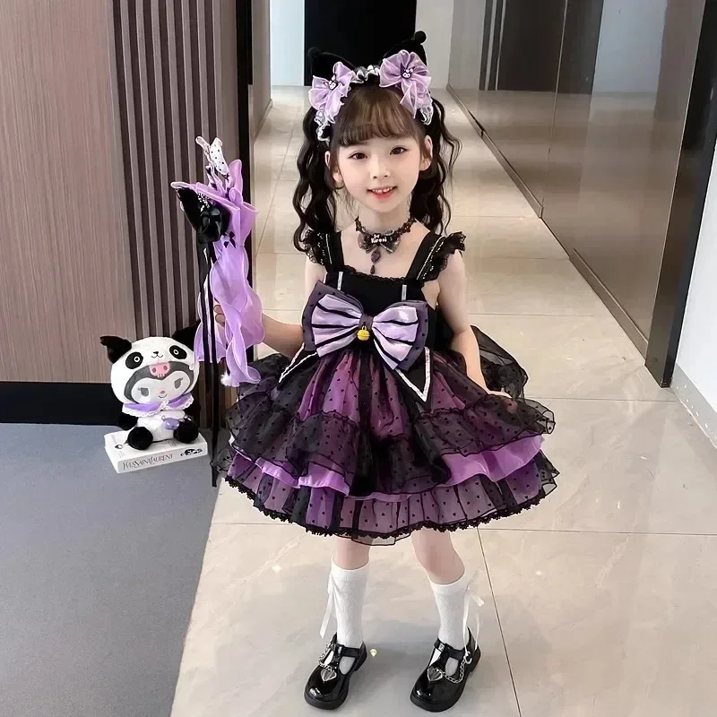 Фото Детское платье для косплея Sanrio Kuromi, плиссированная юбка в стиле академии, верхняя одежда для девочек, платье принцессы, подарок на день рождения №2