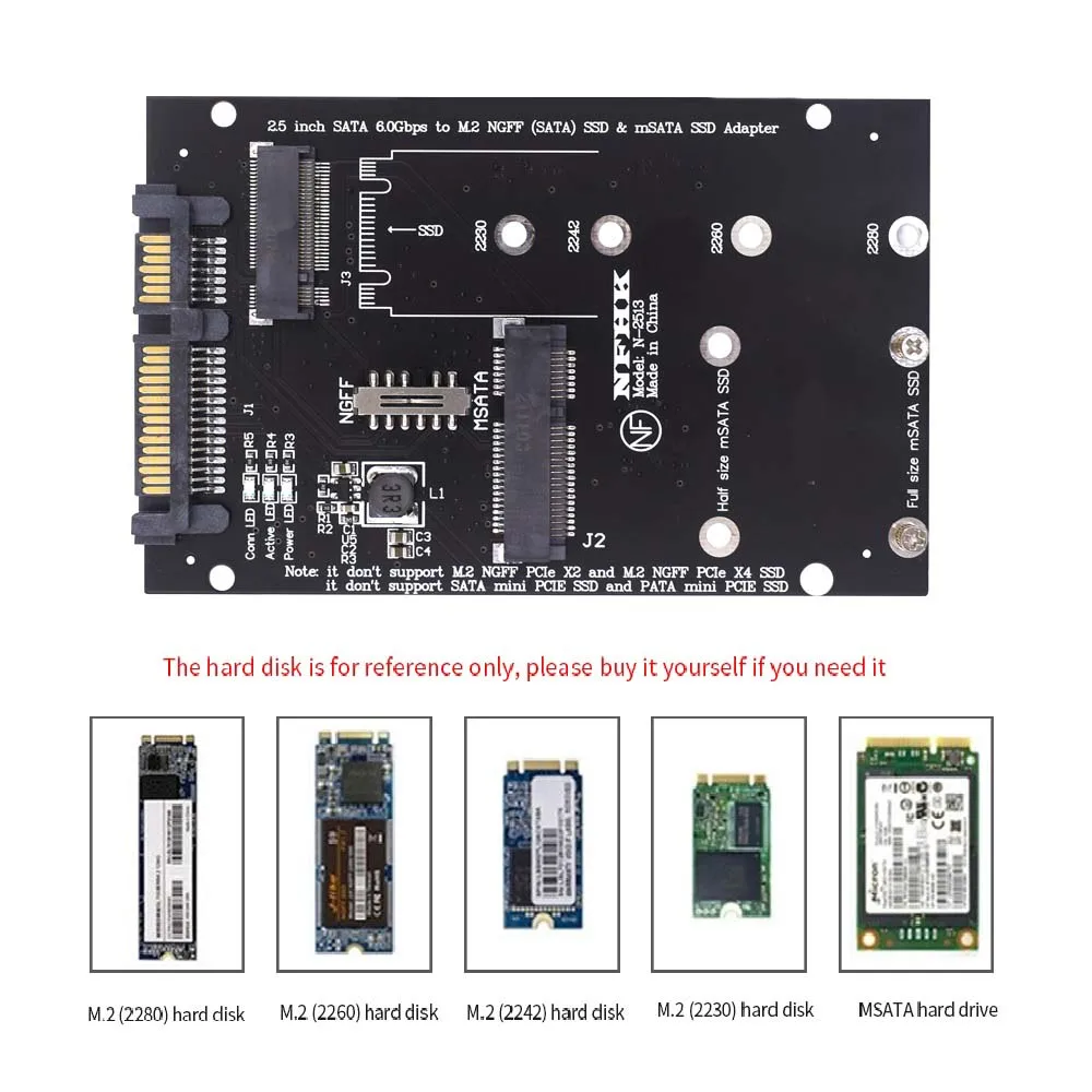 Адаптер TISHRIC M.2 NGFF Msata SSD-переходник SATA 3.0 2,5 Дюйма PCI SSD Для ПК, Ноутбука, Дополнительная Карта До 6 Гбит/с