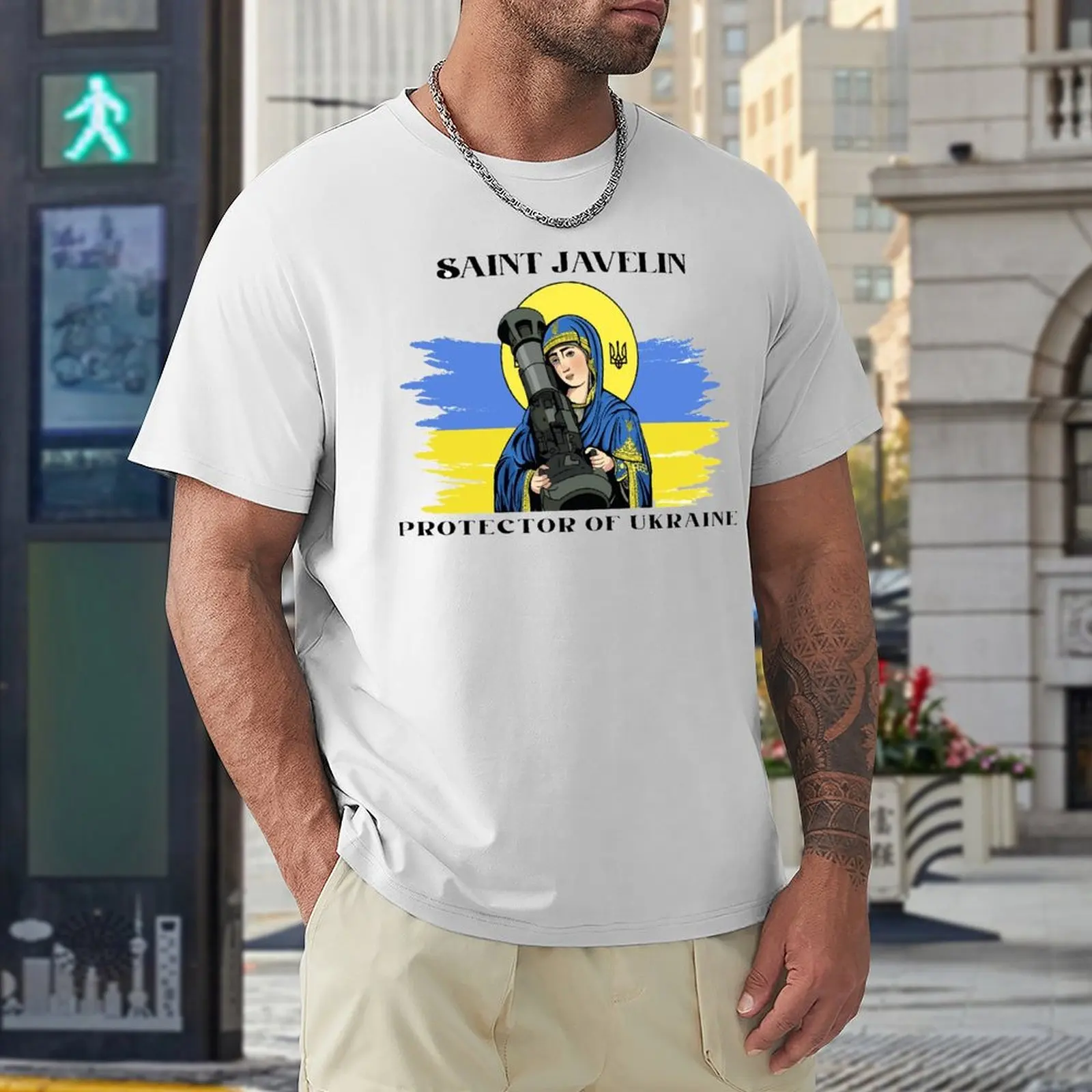 Футболка Saint Javelin The Protector of St. K, Повседневная футболка с графическим рисунком, свежее движение, домашняя одежда с юмором, американский размер