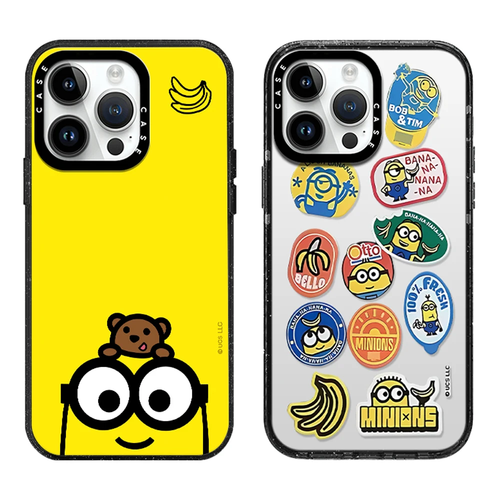 Забавный акриловый чехол для телефона с мультяшными миньонами для iPhone 16 15 14 13 12 11 Pro Plus Max противоударный чехол-накладка