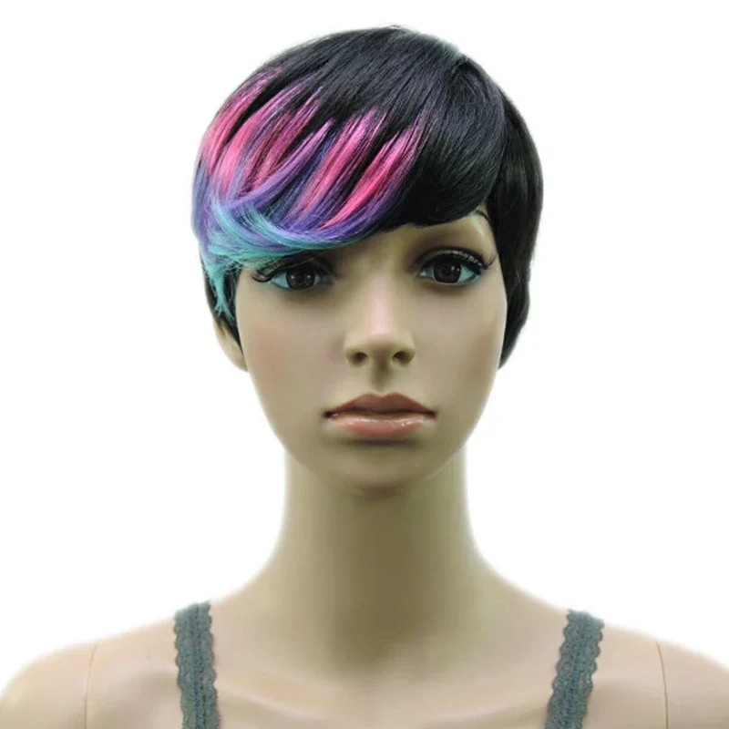 Фото HAIRJOY Парик из синтетических волос, прямые короткие парики для афроамериканских женщин №3