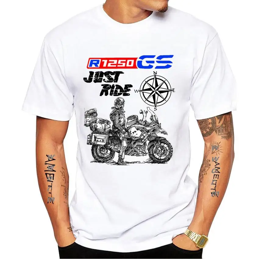 Kaus Gambar Cetak Motor Klasik GS R 1250 Atasan Kasual Putih Pendek Pria Musim Panas Laki-laki Футболка мужская хип-хоп