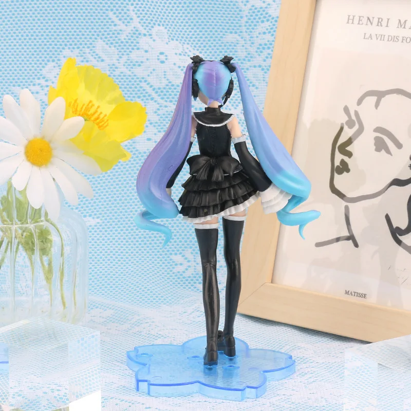 Фото Фигурки героев аниме Hatsune Miku, черное платье, крутая красивая девушка, настольное украшение, Коллекционная модель из ПВХ, игрушки, подарки для детей №5