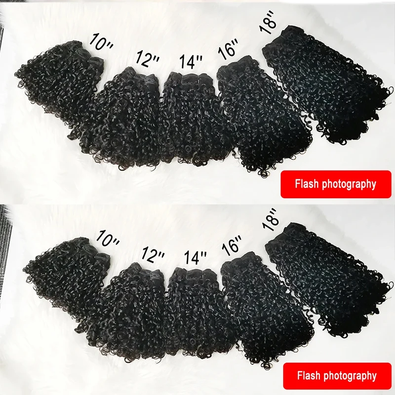 Фото Brazilian Human Hair Pixie Curl Bundles With Closure Ombre Curly Hair 3/4 Bundles With 4x4 Lace Closure 70g/pc Hair Extensions №2