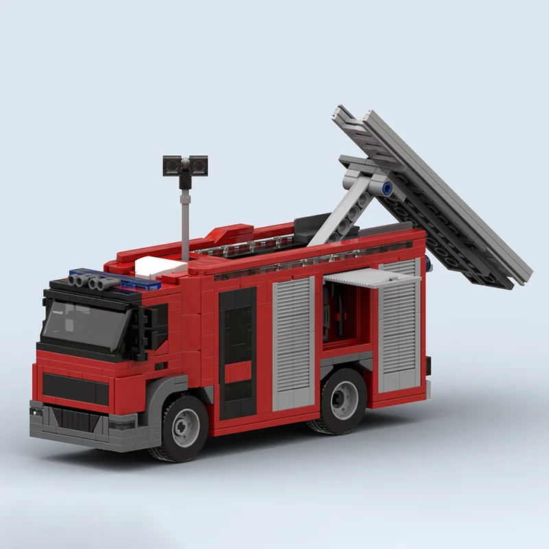 Фото Пожарная машина Moc, строительные блоки, модель пожарной машины, технология, модульный кирпич, сделай сам, сборка, строительная игрушка, праздничные подарки №4