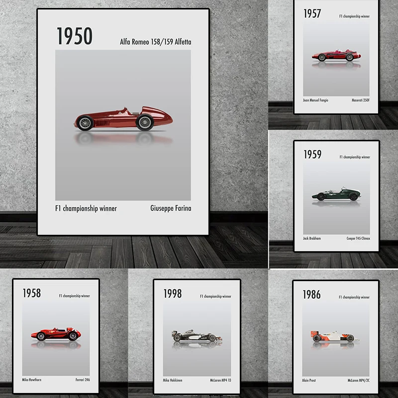 F1 Победившие автомобили 1950 Alfa Romeo 158 фотокартины и печать на стене картина для гостиной украшение для дома