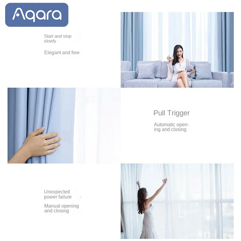 Фото Умный мотор для штор Aqara C2 Zigbee, автоматический трек, голосовое управление, настройка времени, дистанционное управление, работает с Apple Homekit №5
