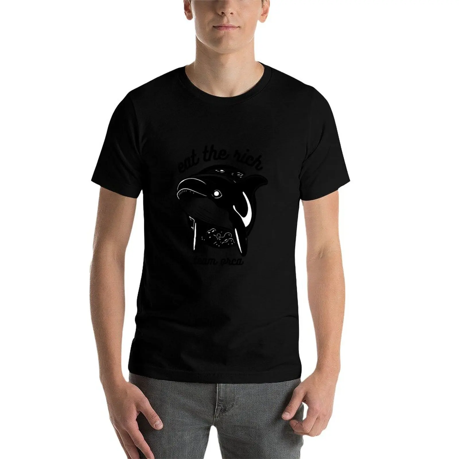 Фото Футболка eat the rich team orca, летняя одежда, простая хлопковая футболка для мужчин №3