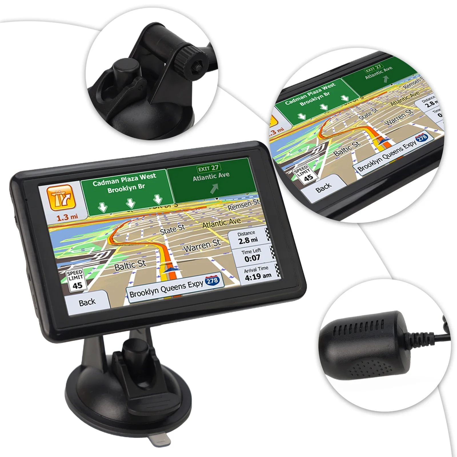 Фото Автомобильный GPS-дисплей карты Автомобильный навигатор Устройство для автомобиля Для грузовика Поддержка TF 32 ГБ Автомобильный адаптер с питанием MTK MST2531 800 МГц №5