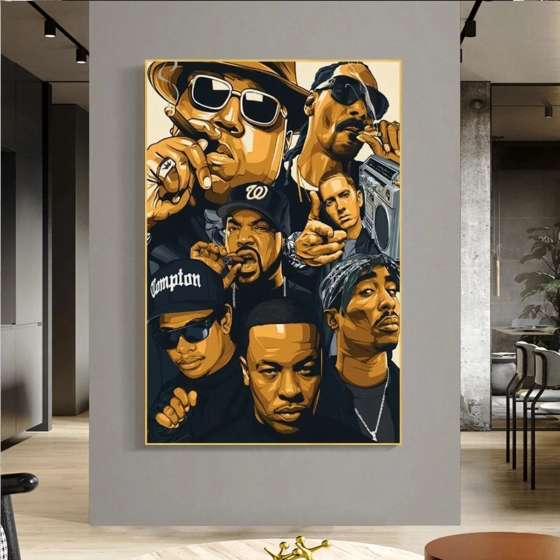 Фото Картины на холсте Tupac Musicer в стиле хип-хоп, постеры и принты, настенные художественные картины для гостиной, домашний декор (без рамки) №1