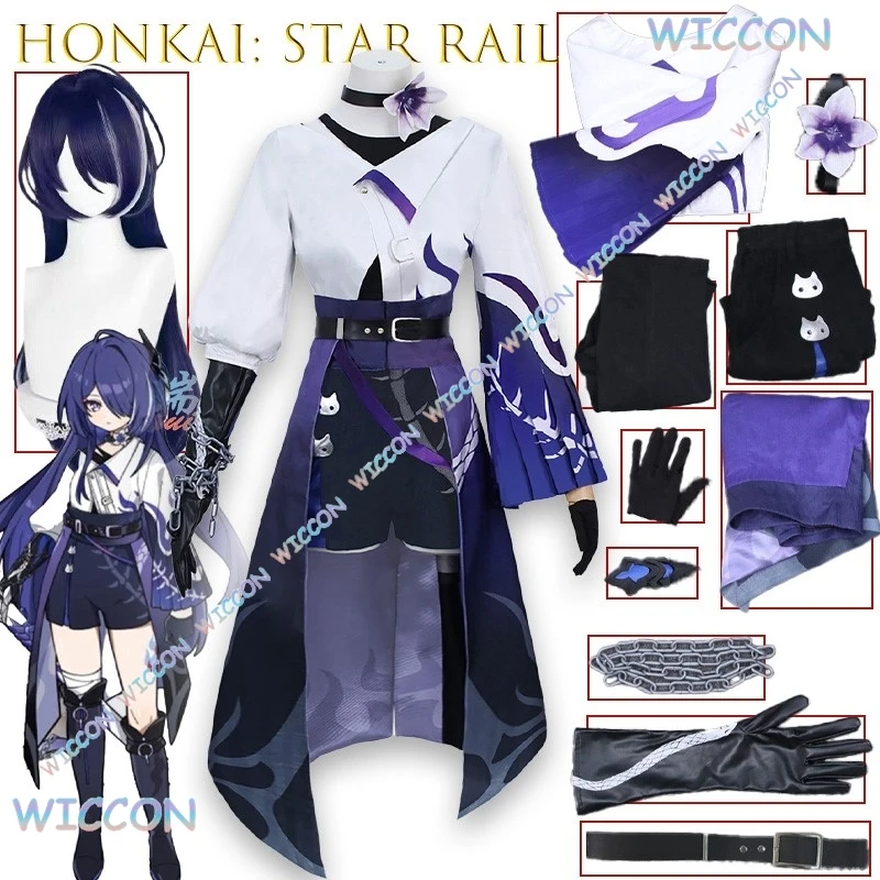 WUHU@Honkai Star Rail Little Cat Acheron Косплей Костюм Аниме Игровой Персонаж Женский Наряд Полный Комплект Вечеринка Хэллоуин Костюм Co