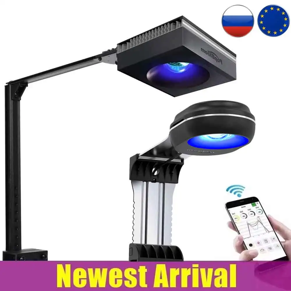 PopBloom-Marine Aquarium Light 60 Вт/100 Вт, Светодиодная лампа для рифового аквариума для аквариума Reef Coral 30-70 см SPS LPS Saltwater Tank, APP поддерживает русский язык