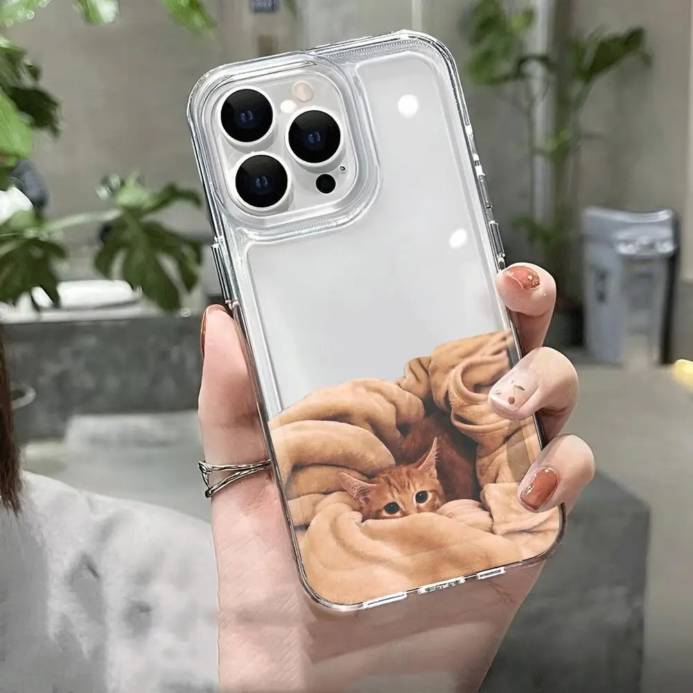 Фото Прозрачный чехол для телефона с милым кошачьим узором, подходит для iPhone 16, 16Pro, 16Pro Max, 16Plus до 11, 12, 13, 14, 15 серий №2