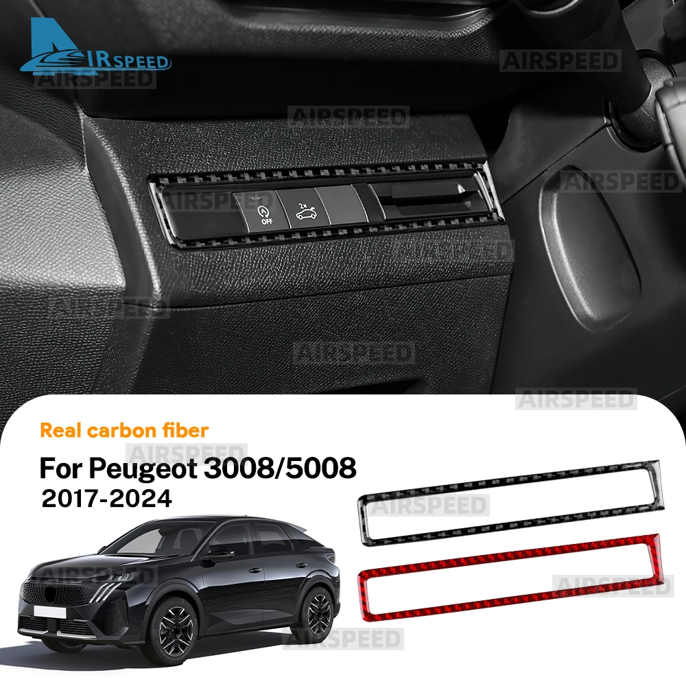 Настоящая мягкая наклейка из углеродного волокна для Peugeot 3008/5008 ICEV PHEV 2017 2018 2019 2020 2021 2022 2023 2024 LHD(Left Hand Drive), рамка переключателя фар автомобиля с левым рулем