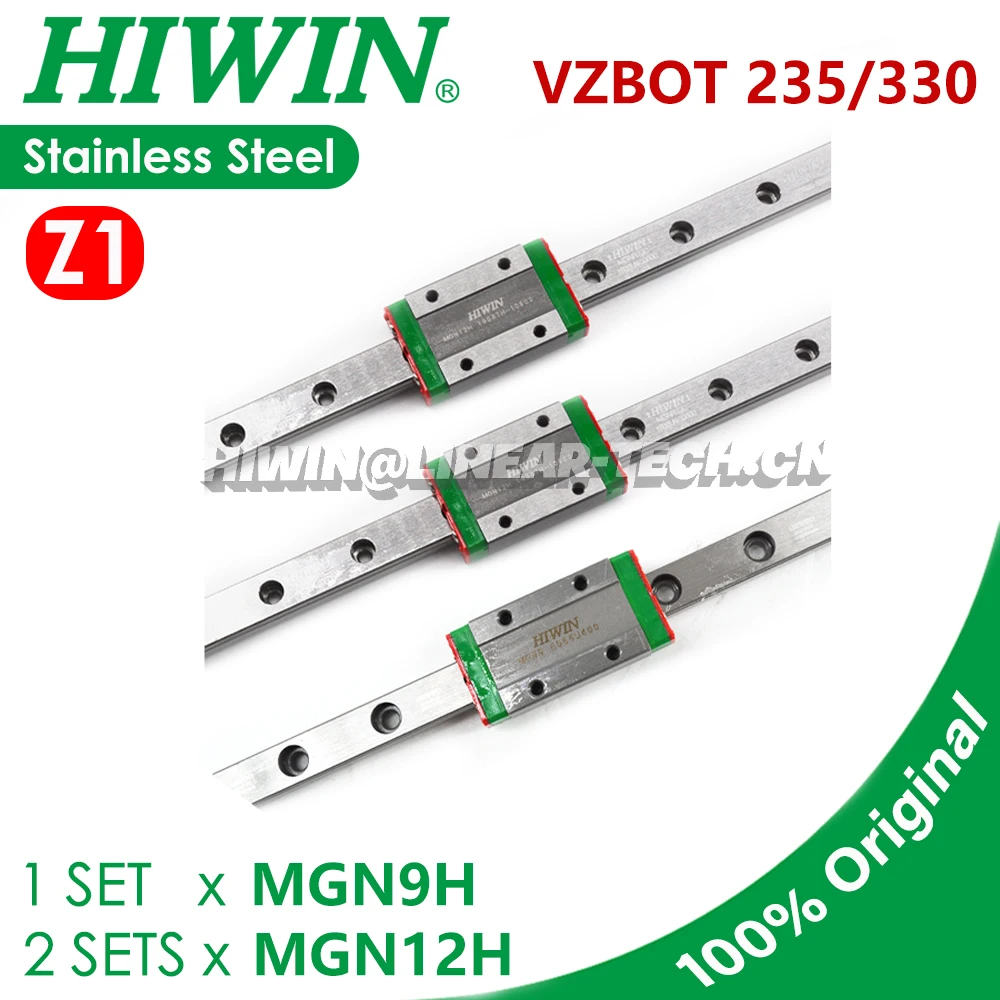 HIWIN VZBOT 235 VZBOT 330 Линейная направляющая HIWIN MGN12H MGN9H 300 мм 400 мм Vz235 Vz330 Y X Линейная направляющая VzBot 3D-принтер Z0 Нержавеющая сталь