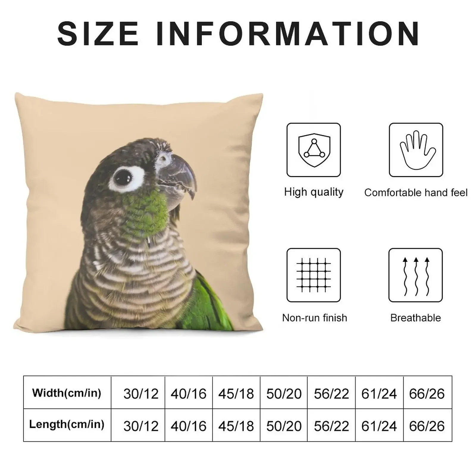 Фото Подушка Green Cheek Conure, подушка на заказ, подушки для сна, новогодняя подушка для дивана, наволочка №2