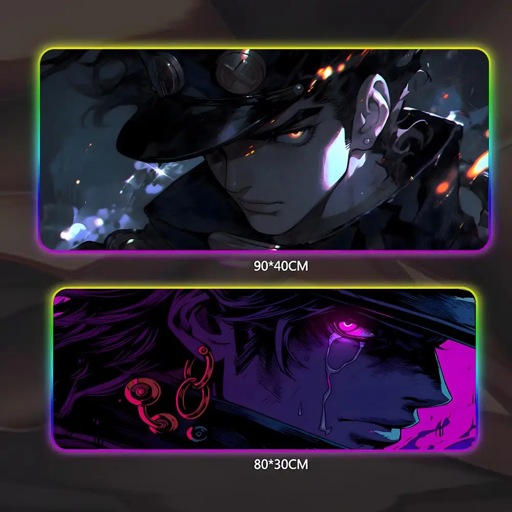 Коврик для мыши Jojo Bizarre Adventure, геймерский люминесцентный светодиодный коврик для мыши, игровой стол, RGB настольный коврик, клавиатура, коврик для мыши для ПК