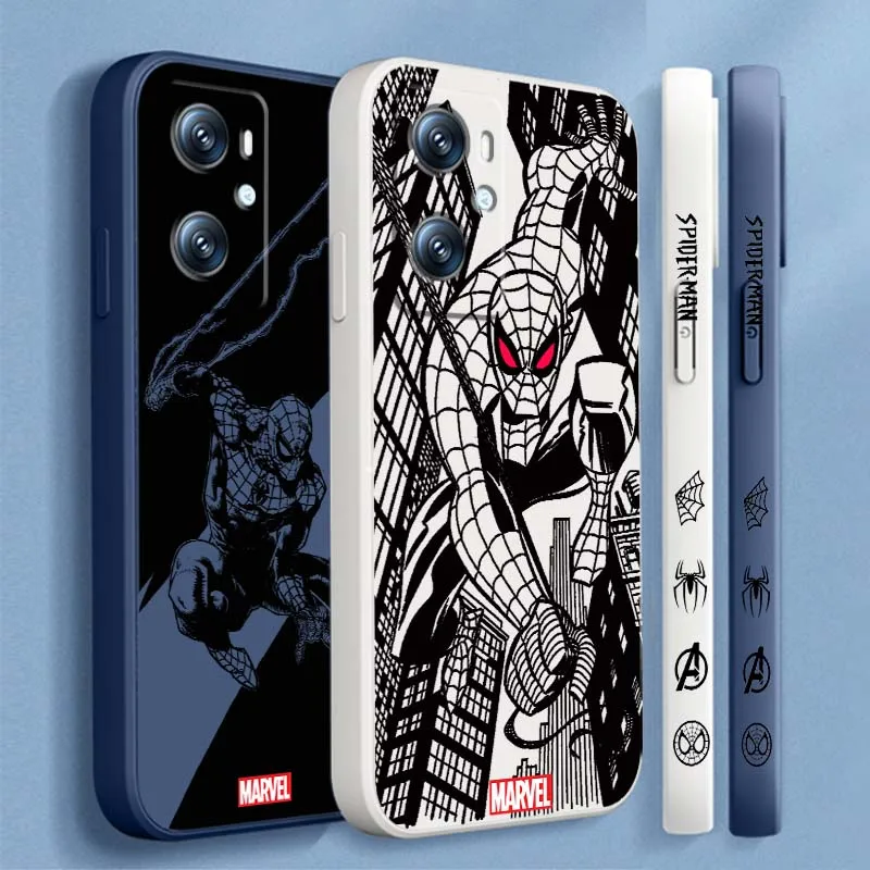 Фото Популярный чехол Marvel Spider-Man для OPPO Find X5 A11 A16K A53 A98 A3 A57 A72 A73 A96 A74 A9 A5 5G Liquid Left Rope Phone Case №4