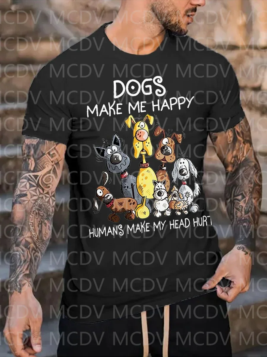 2023 Летняя мужская футболка с надписью Love Dog Make Me Happy, красочная футболка с 3D принтом