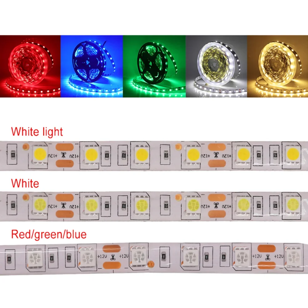Светодиодная лента 12 В 5 м SMD 5050 300 светодиодов пикселей 2835 Диодная лента RGB Белая светодиодная лента Гибкие фонари Домашний декор