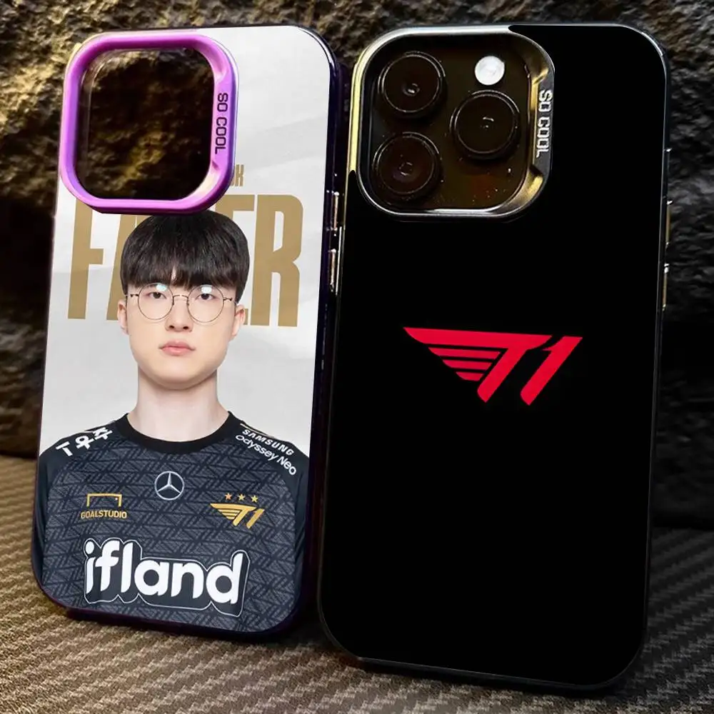 Чехол для телефона T1 Team L-Lols Lck Faker, цвет IMD, серебристый корпус для iPhone 16, 15, 14, 13, 12, 11 Pro Max Plus