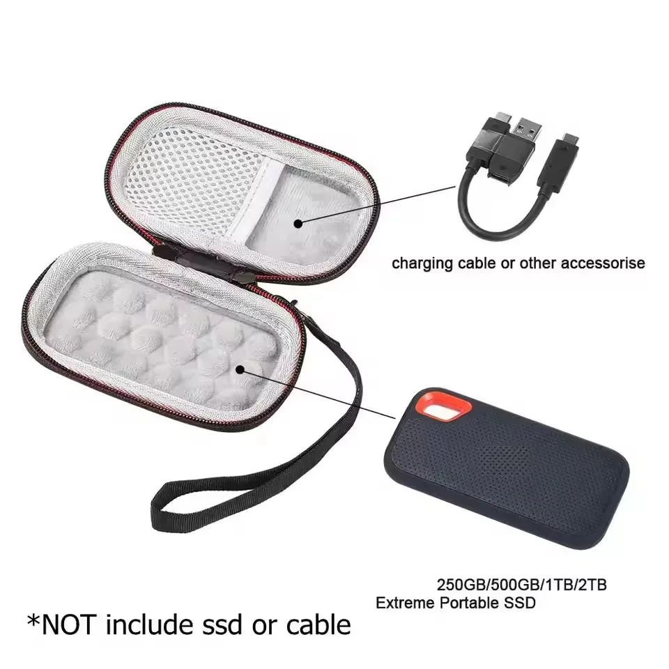 Чехол, совместимый с SanDisk 1 ТБ, 2 ТБ, 500 ГБ/для SanDisk PRO Extreme, портативный SSD, внешний твердотельный держатель для хранения жесткого диска