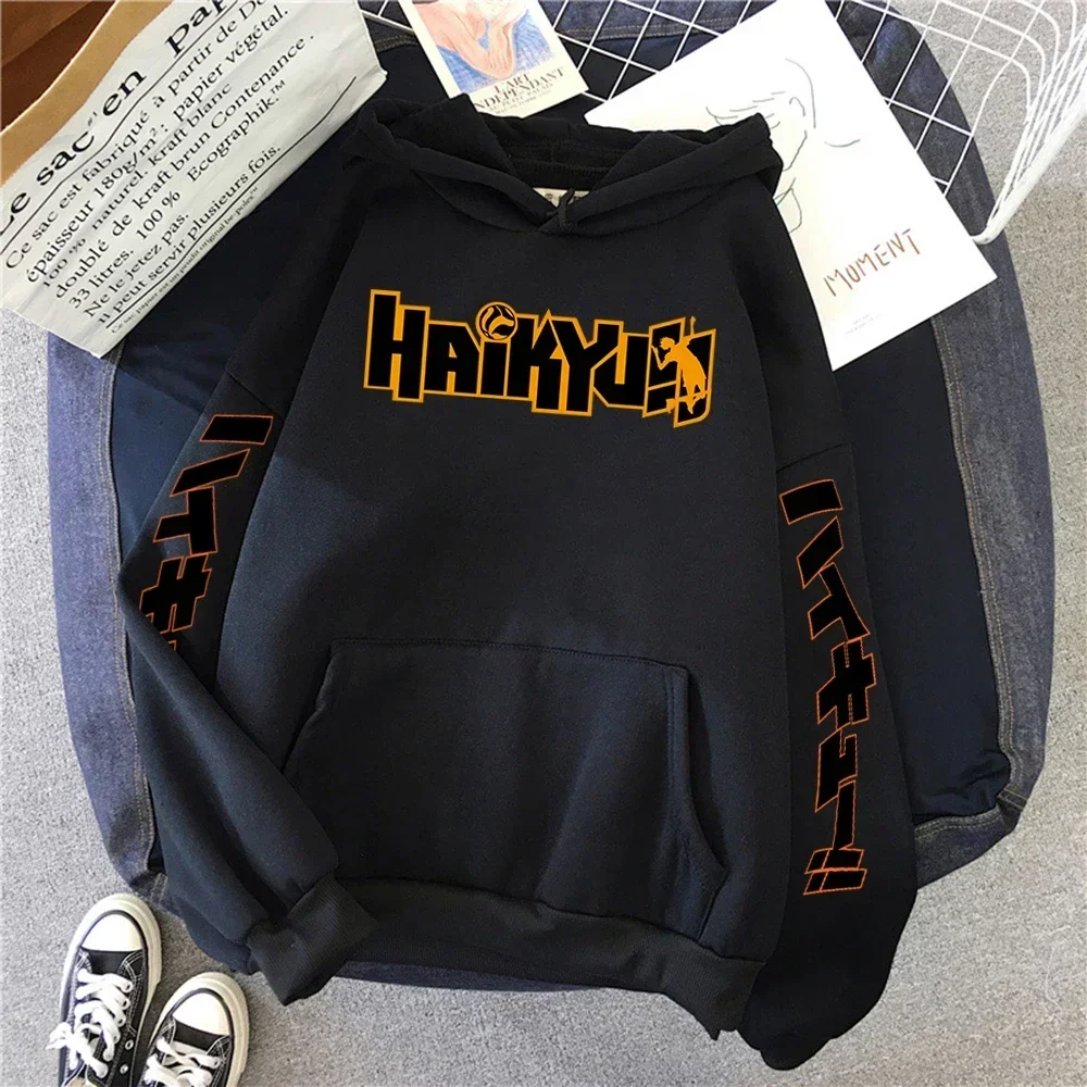 Фото Японская Толстовка с принтом манга Haikyuu, мужской пуловер в стиле хип-хоп, Свитшот №2
