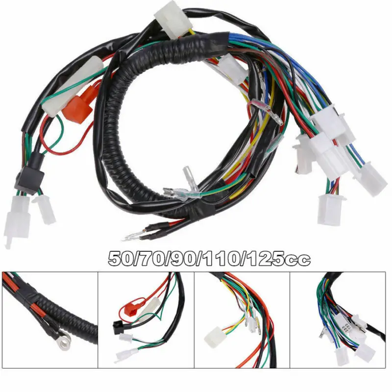 Жгут проводов Quad Wire для ATV UTV Quad 4 wheeler 50 куб. См, 77 куб. См, 90 куб. См, 110 куб. См Универсальный мотоциклетный Электрический жгут проводов аксессуары