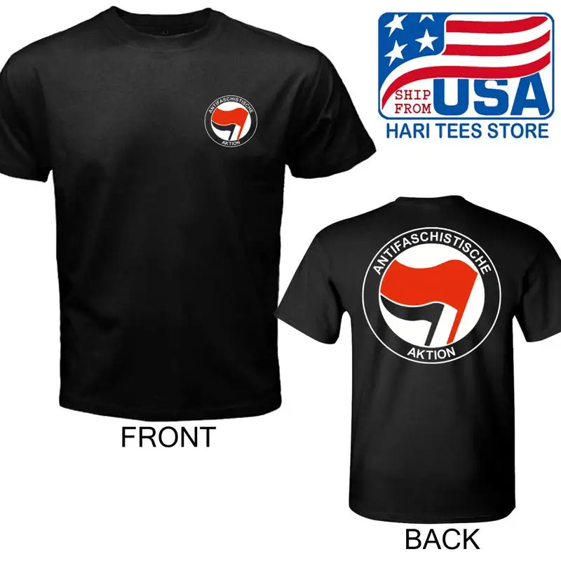Мужская черная футболка AntiFachist Action Anti Fachist Aktion, размеры от S до 5XL