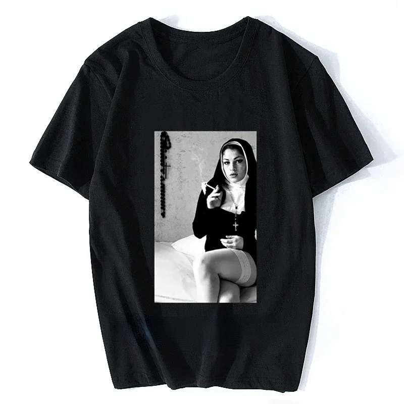 2025 новая модель мужской одежды Smoke Nun Cross The Happiness Is Have My Man Футболка Nonne Vintage Женская футболка Топы Ropa Homb