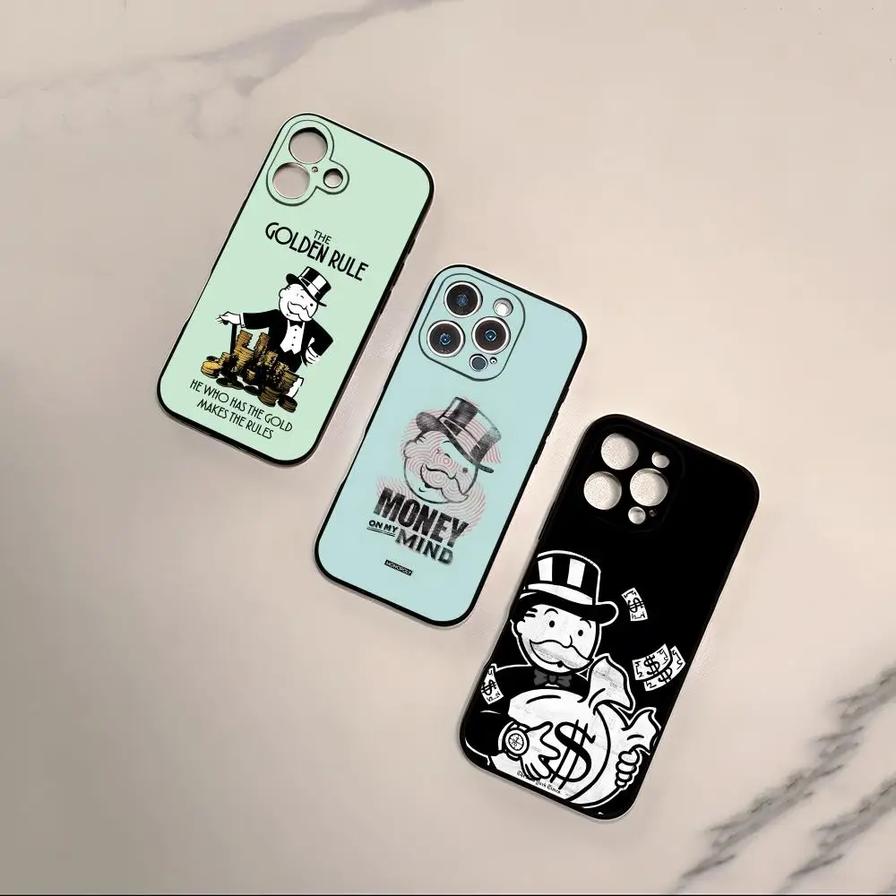 Чехол для телефона Dollar Alec Monopoly Man для iPhone 17 Ari 16 E Pro Max 15 14 13 Mini 12 Pro 11 XS Max 7 8 Plus, черный мягкий корпус
