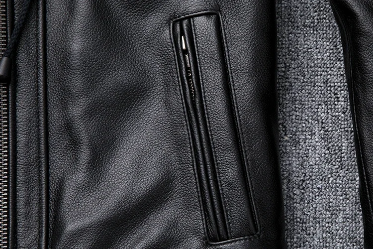 Фото LNY SHop Best. Размера плюс Мужское пальто из натуральной кожи с толстой подкладкой, зимняя теплая уличная куртка. Кожаные куртки. Pro motor biker №4