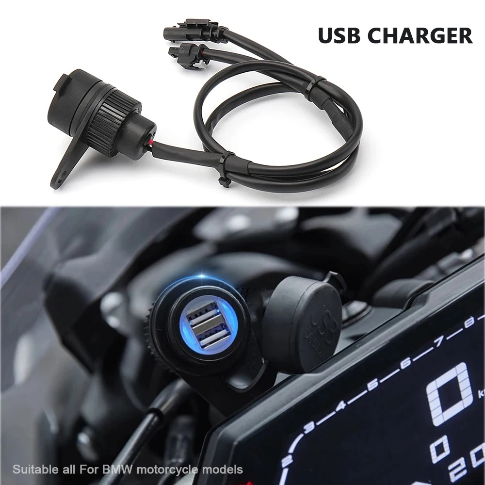 USB-зарядное устройство для мотоцикла, водонепроницаемое, с двумя портами для BMW R1200GS R1250GS Adventure R1200R R1250RT R1200RT, адаптер для быстрой зарядки Аксессуары для мотоциклов