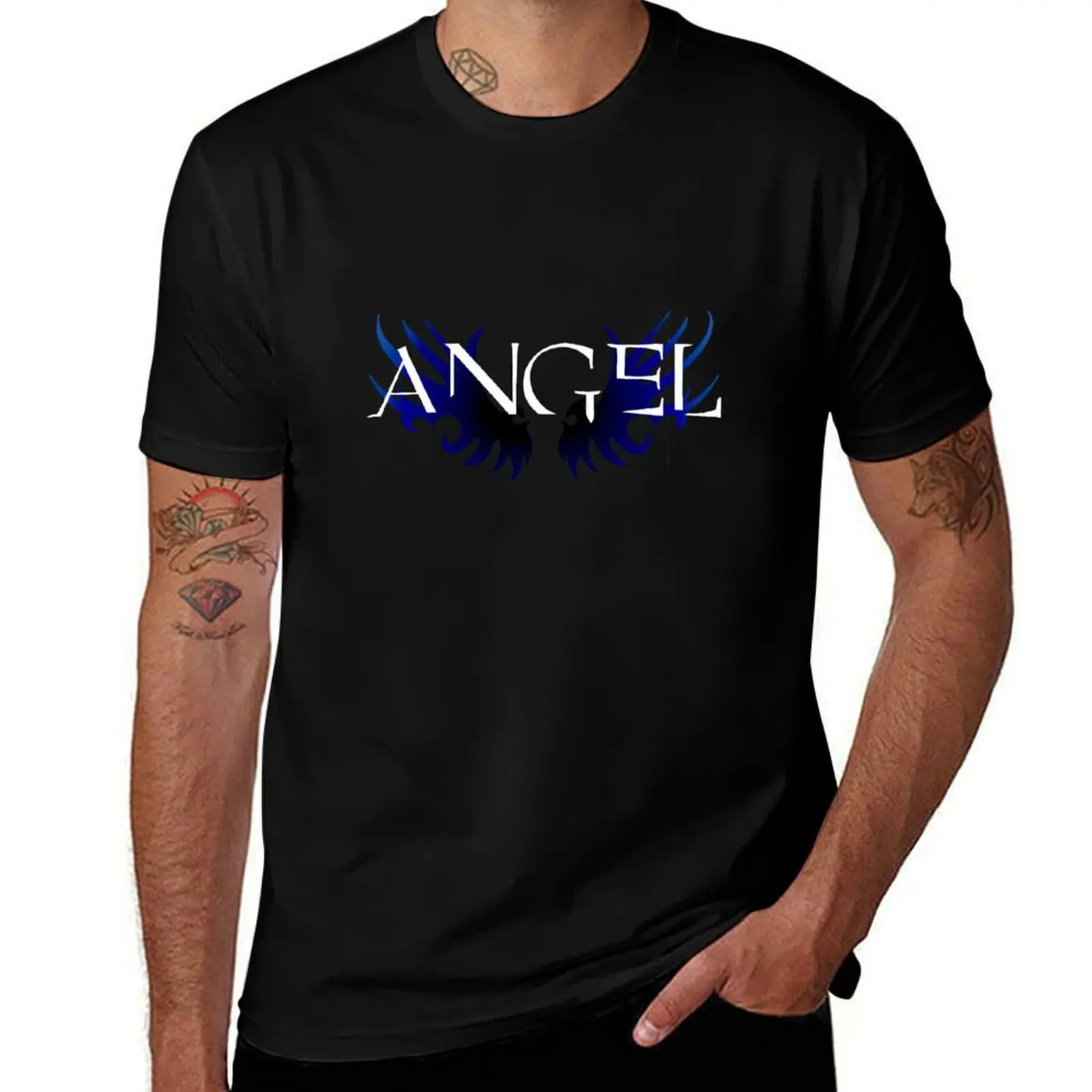 Футболка с логотипом Angel Wing, мужские футболки, хлопковые футболки, дизайнерская хлопковая футболка, мужская футболка