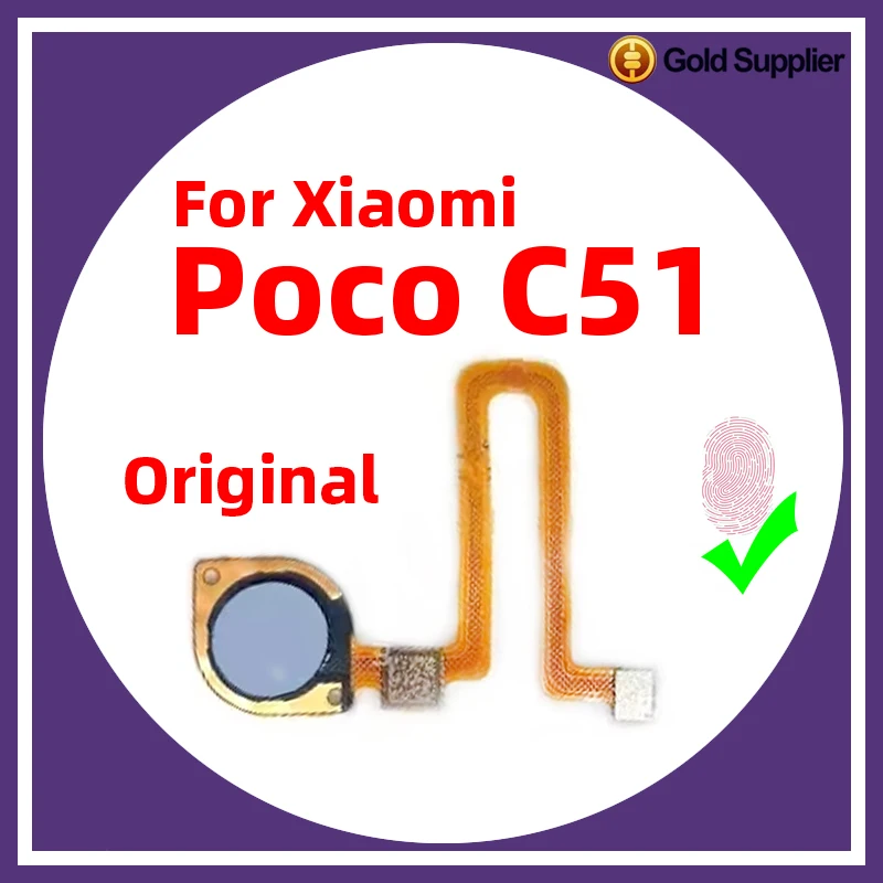 Оригинальный сканер отпечатков пальцев для Xiaomi Poco C51, сканер отпечатков пальцев, сенсорный ID, подключение кнопки «Домой», гибкий кабель