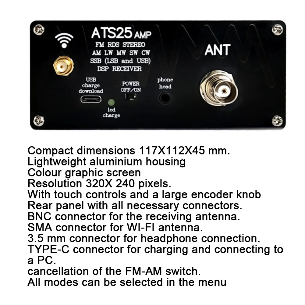 Фото 4,17 прошивка ATS25AMP RDS полное радио со сканированием спектра приемник DSP CW функция декодирования Портативное аудио видео №2