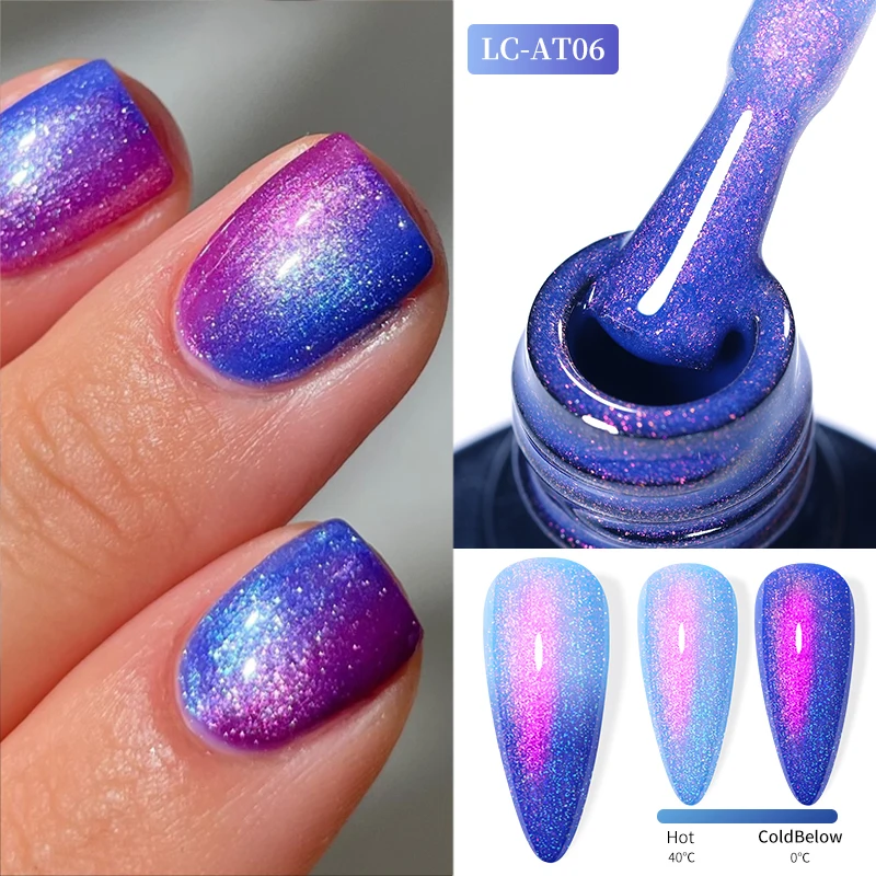 LILYCUTE Auroras термогель-лак для ногтей полуперманентный синий фиолетовый дизайн ногтей блестящий температурный цвет меняющий УФ-гель-лак