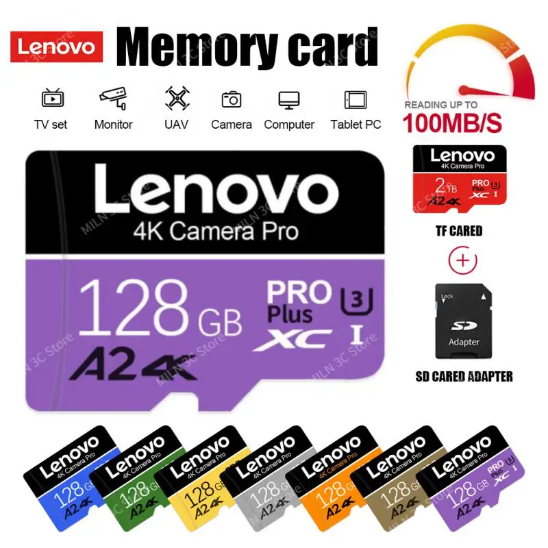 Высокоскоростная SD-карта памяти Lenovo 128 ГБ A2 4K HD Micro карта памяти 1 ТБ SD-карта для камеры GoPro DJI Nintendo Switch TF-карта