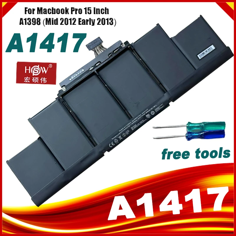 Аккумулятор A1417 для Apple Macbook Pro 15 дюймов A1398, середина 2012 года, начало 2013 Retina MC975LL/A MC976LL + 2 шт., бесплатные инструменты