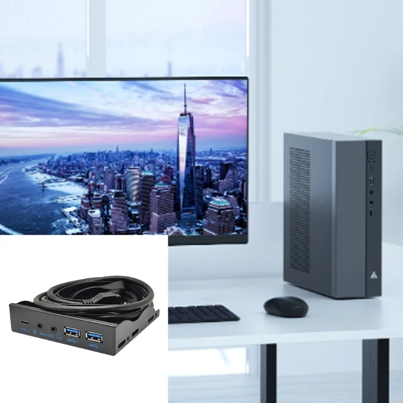 Фото Передняя панель USB для ПК USB 3.2 Type C + 2x USB3.0 + микрофон для наушников 3,5 мм для отсека для накопителей 3,5 дюйма, 10 №2