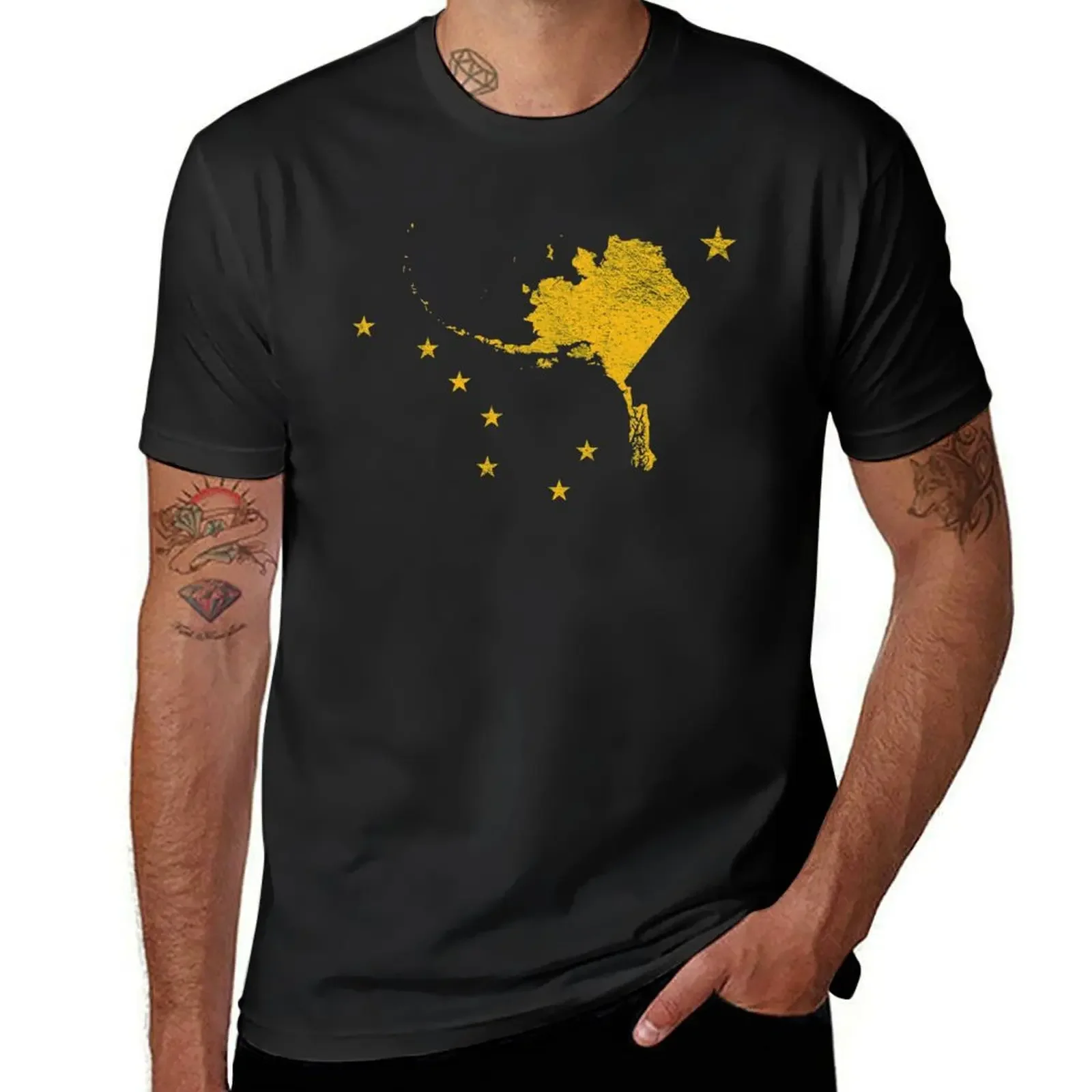 Футболка с изображением аЛАСКИ и флагом BIG DIPPER URSA MAJOR NORTH STAR MAP, футболки с рисунком аниме, мужские футболки