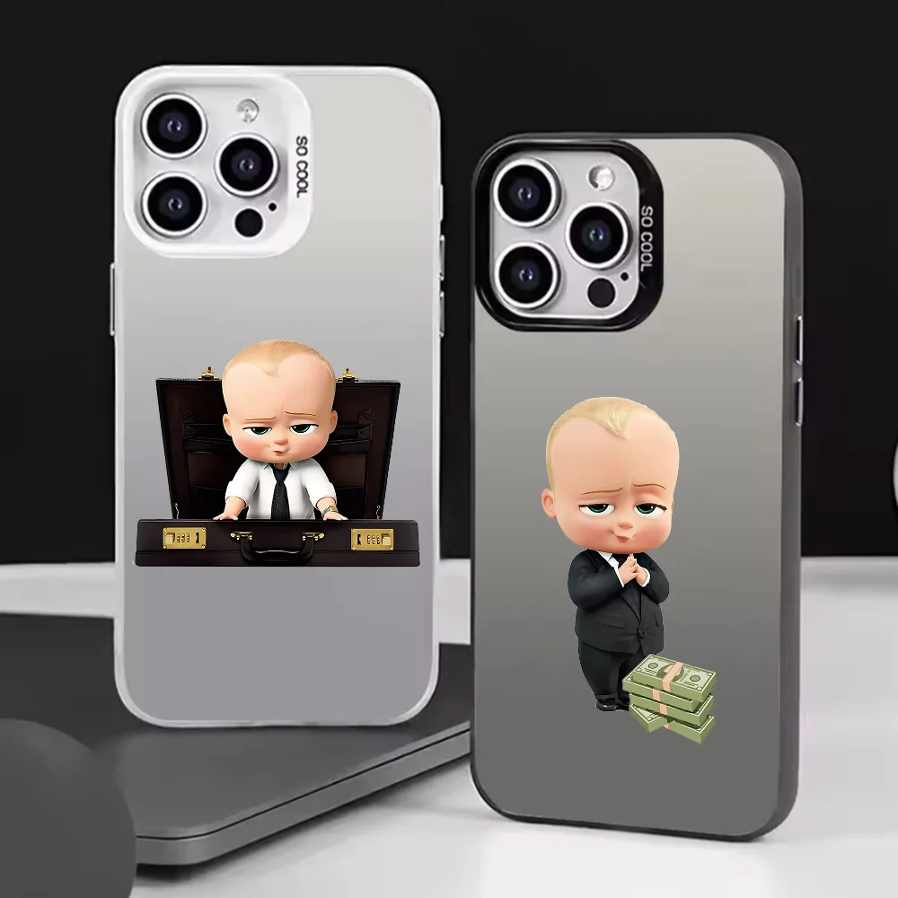 Милый чехол для телефона B-Boss B-Baby для IPhone 16, 15, 14, 13, 12, 11 Pro Max Plus, цветной противоударный серебряный чехол на заднюю панель