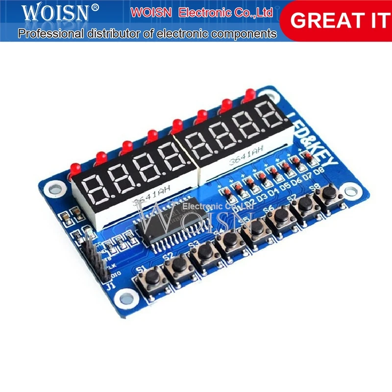 1 шт., модуль TM1638, дисплей ключа для AVR Arduino, новая 8-битная цифровая фотолампа, 8-битная WAVGAT