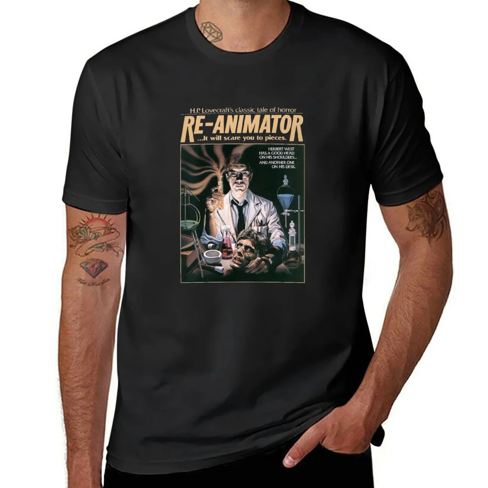 Футболка ReAnimator, быстросохнущая винтажная одежда, принт животных для мальчиков, тяжелые футболки для мужчин